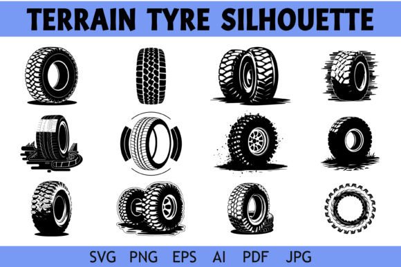 Download Terrain Tyre Silhouette Design Bundle - Sign Collection