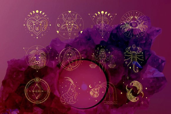 Download Golden Zodiac Signs. Horoscope Logos. - Sign Collection