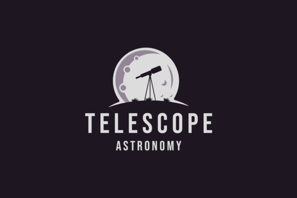 Download Silhouette Telescope at Moon Logo Design - Sign Collection