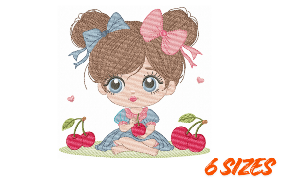 Download Cute Cherry Girl Embroidery Design - Sign Collection