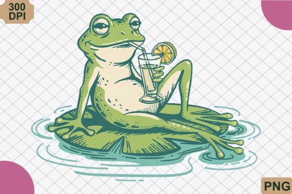 Download Relaxing Frog Drinking Lemonade PNG - Relaxing Collection