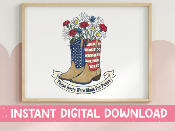 Download Patriotic Cowboy Boots Floral Design - Sign Collection