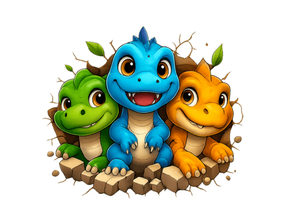 Download 3D Dinosaur Colorful Design Kids Png - Sign Collection