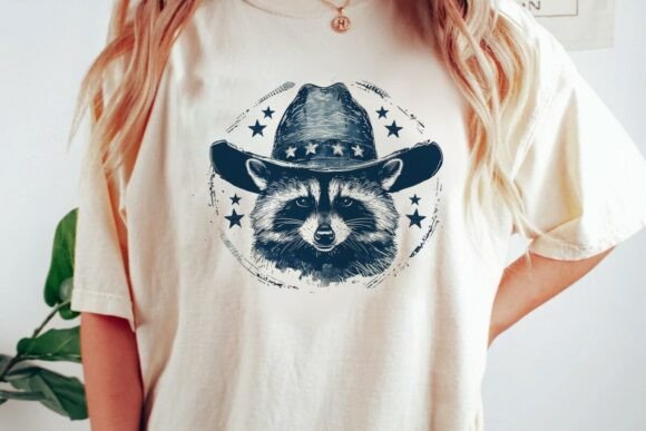 Download Raccoon Cowboy Stars Graphic Design Png - Sign Collection