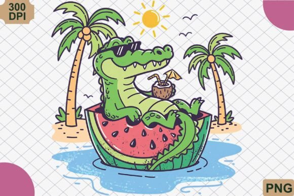 Download Cute Alligator Relaxing Summer Vibes PNG - Relaxing Collection