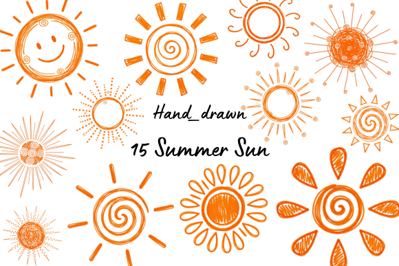 Download 15 Hand-Drawn Summer Sun Illustrations - Hand Collection