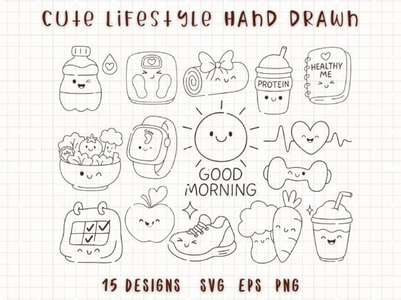 Download Lifestyle Healthy SVG Fitness Doodle - Healthy Collection