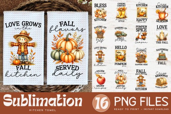 Download Fall Kitchen Towel Sublimation Designs - Sign Collection