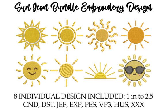 Download Sun Icon Bundle Embroidery Design - Sign Collection