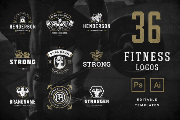 Download Retro Fitness &amp; Gym Logos Set - Fitness Collection