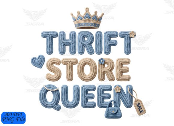 Download Thrift Store Queen PNG Design - Sign Collection
