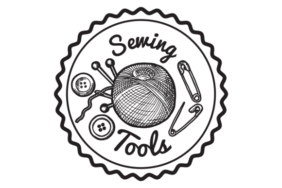 Download Sewing Tools Logo. Hand Drawn Store Labe - Hand Collection