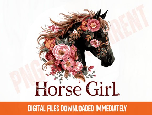Download Horse Girl Floral Design Png, Colorful - Sign Collection