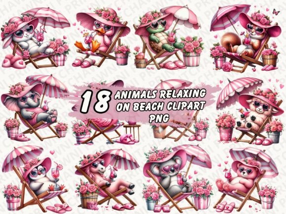 Download Animals Relaxing on Beach Clipart PNG - Relaxing Collection