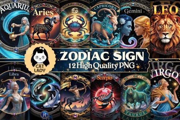 Download Celestial Zodiac Sign Sublimation Bundle - Sign Collection