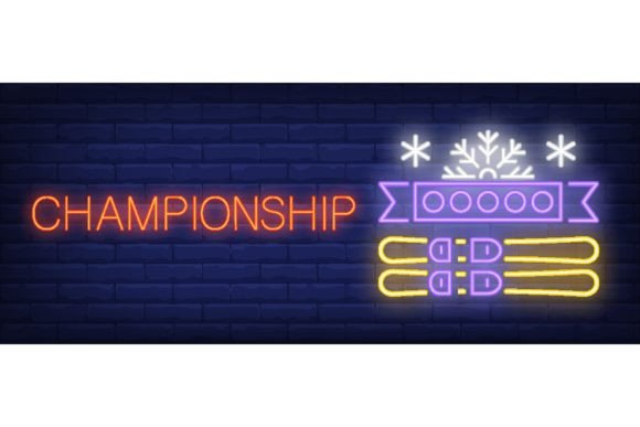 Download Championship Neon Sign. Glowing Inscript - Sign Collection