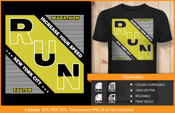 Download T-shirt Design NYC Marathon Run Vector - Sign Collection