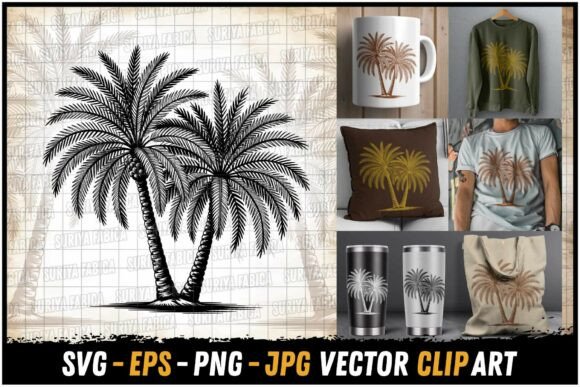 Download Lush Dual Palm Tree Wave Design SVG - Sign Collection