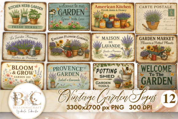 Download Vintage Garden Signs Clipart Bundle - Sign Collection