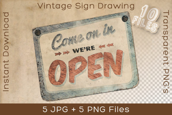Download Store Open Sign Vintage Art Drawing - Sign Collection