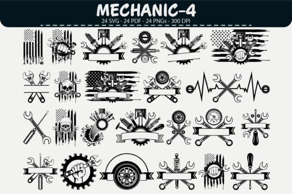 Download Mechanic Emblem Vector Set – 24 Designs - Sign Collection